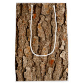 Sac Cadeau Moyen Texture de l'écorce de pin (Dos)