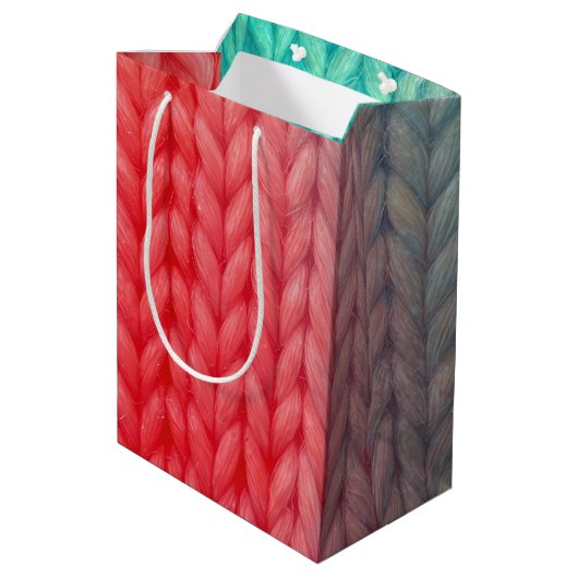 Sac Cadeau Moyen Texture de point de tricot dans des couleurs dégra (Dos Angle)