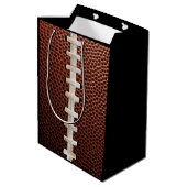 Sac Cadeau Moyen Texture des lacets de football noir (Dos Angle)