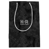 Sac Cadeau Moyen Texture fausse fourrure de peau d'ours noir (Devant)