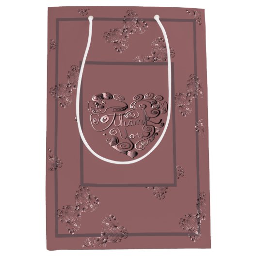 Sac Cadeau Moyen "Thank you" Dusty Rose (Devant)