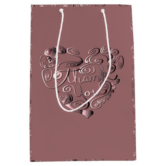 Sac Cadeau Moyen "Thank You" Mauve Gift Bag (Devant)