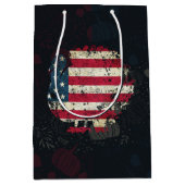 Sac Cadeau Moyen Thanksgiving Turkey With American Flag (Devant)