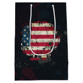 Sac Cadeau Moyen Thanksgiving Turkey With American Flag (Dos)