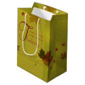 Sac Cadeau Moyen Thanksgiving veut typographie Feuilles (Dos Angle)