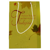 Sac Cadeau Moyen Thanksgiving veut typographie Feuilles (Devant)