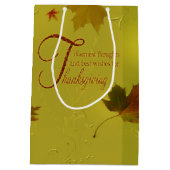 Sac Cadeau Moyen Thanksgiving veut typographie Feuilles (Dos)