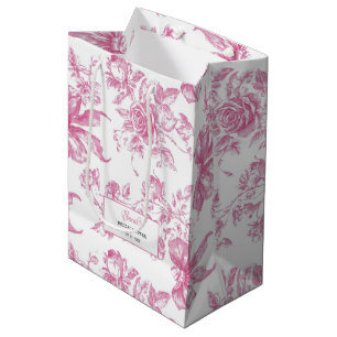 Sac Cadeau Moyen Thé de Fleur Sauvage Rose Fête de Mariage