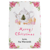 Sac Cadeau Moyen Thé de Noël rose Joyeux Noël (Dos)