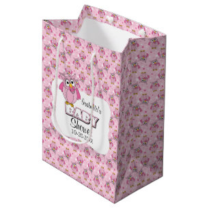 Sac Cadeau Moyen Thème Baby shower Pointe Pointe Rose