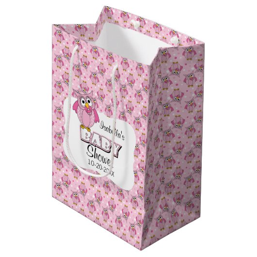 Sac Cadeau Moyen Thème Baby shower Pointe Pointe Rose (Devant Angle)