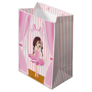 Sac Cadeau Moyen Thème de ballerine rose pour remerciements aux inv