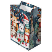 Sac Cadeau Moyen Thème de Noël Animaux mignons (Dos Angle)