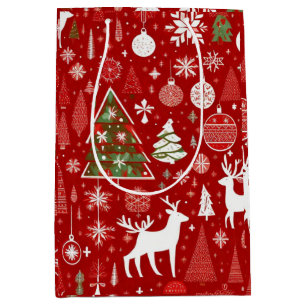 Sac Cadeau Moyen Thème de Noël Arbres de Noël Flocon de neige Balis