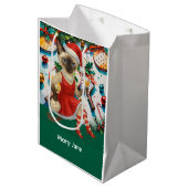 Sac Cadeau Moyen Thème de Noël de Pickleball (Devant Angle)