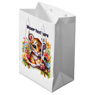 Sac Cadeau Moyen Tigre bébé mignon personnalisable