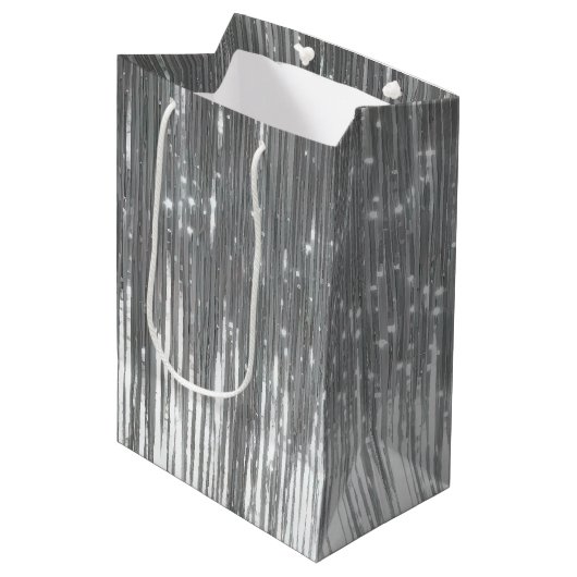 Sac Cadeau Moyen Tinsel de Glam Argent (Devant Angle)