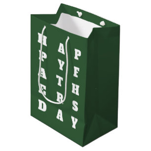 Sac Cadeau Moyen Tiré vert foncé Typographie blanche Bonne Fête des