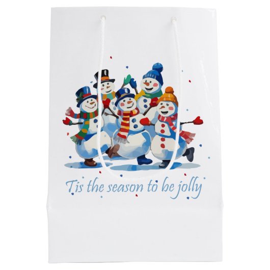 Sac Cadeau Moyen Tis the Season to be Jolly Dancing Jolly Snowmen (Dos)