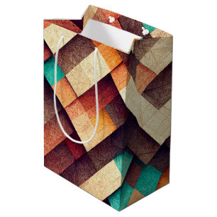 Sac Cadeau Moyen Tissu en bois Abstrait