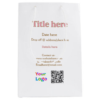 Sac Cadeau Moyen titre scanner QR contact logo ici lieu date entrep