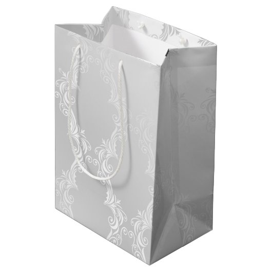 Sac Cadeau Moyen Toast Champagne Anniversaire Sur Damask Medium Cad (Dos Angle)