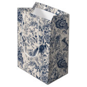 Sac Cadeau Moyen Toile bleue vintage Fleurie (Dos Angle)