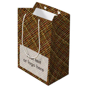 Sac Cadeau Moyen Toile de jute naturelle graphique rugueuse