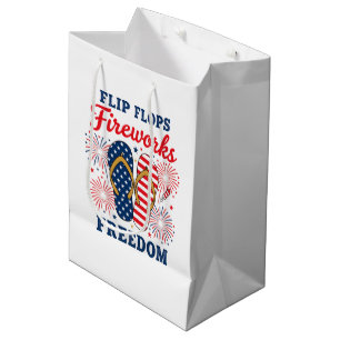 Sac Cadeau Moyen Tongs de fête de plage patriotique du 4 juillet 