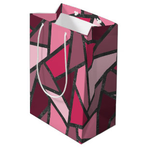 Sac Cadeau Moyen Tons de motif en vitrail rose