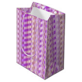 Sac Cadeau Moyen Tons de rayures violettes (Devant Angle)