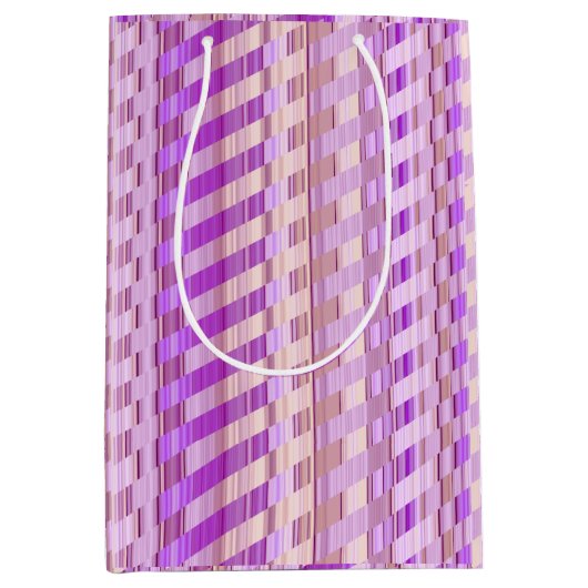 Sac Cadeau Moyen Tons de rayures violettes (Devant)