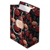 Sac Cadeau Moyen Tons romantiques des roses rouges (Devant Angle)