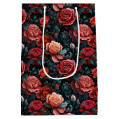 Sac Cadeau Moyen Tons romantiques des roses rouges (Dos)