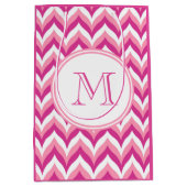Sac Cadeau Moyen Tons Rose Et Blanc Zigzag Chevron Motif (Devant)