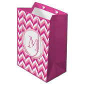 Sac Cadeau Moyen Tons Rose Et Blanc Zigzag Chevron Motif (Dos Angle)