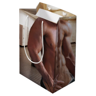 Sac Cadeau Moyen Torse d'homme musclé torse nu sixpack de SlipperyJ