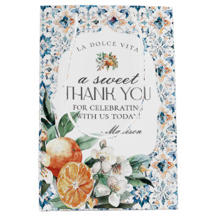 Sac Cadeau Moyen Toscane Carrelage Citron Orange Italien Grec Coast