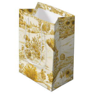 Sac Cadeau Moyen Tournesol Campagne Vintage Toile Jaune (5)