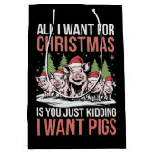 Sac Cadeau Moyen Tout Ce Que Je Veux Pour Noël, C'Est Un Chandail V (Devant)