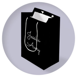 Sac Cadeau Moyen Tout nom   Script blanc modifiable Cool sur noir