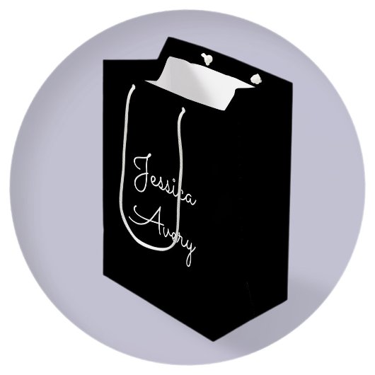 Sac Cadeau Moyen Tout nom | Script blanc modifiable Cool sur noir