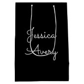 Sac Cadeau Moyen Tout nom | Script blanc modifiable Cool sur noir (Dos)