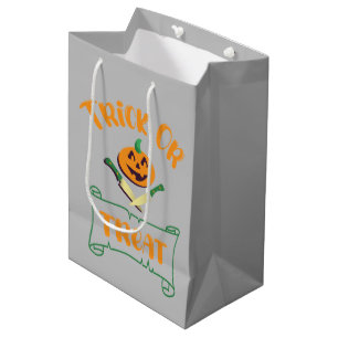 Sac Cadeau Moyen Tracer ou traiter les os croisés Halloween visage 