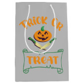 Sac Cadeau Moyen Tracer ou traiter les os croisés Halloween visage (Devant)