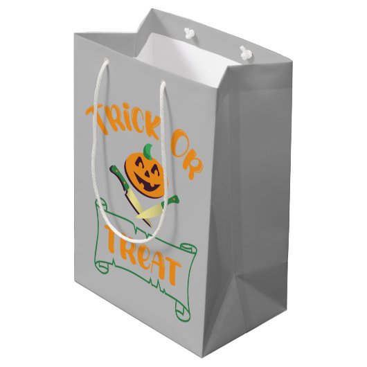 Sac Cadeau Moyen Tracer ou traiter les os croisés Halloween visage (Dos Angle)