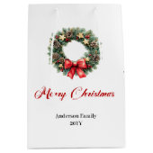 Sac Cadeau Moyen Traditional Christmas wreath gift bag personalized (Devant)