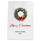 Sac Cadeau Moyen Traditional Christmas wreath gift bag personalized (Dos)