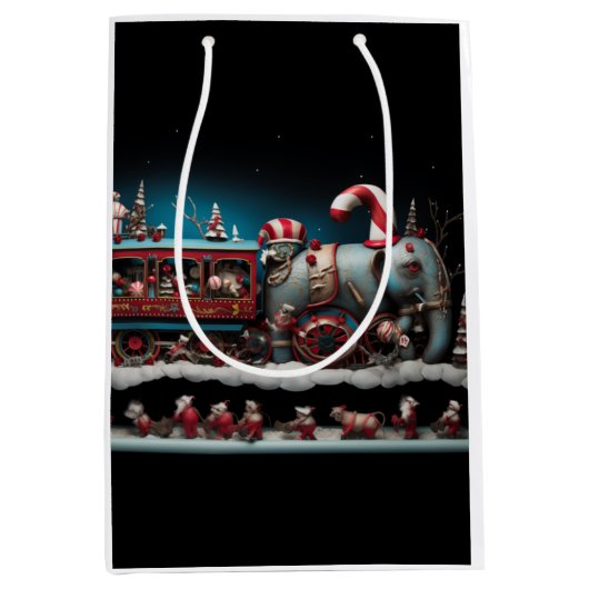 Sac Cadeau Moyen Train de bonbons de Noël Whimsical 1 (Devant)