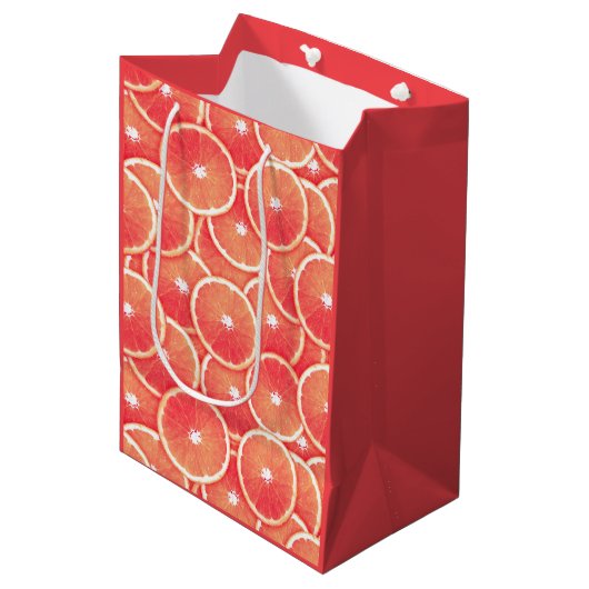 Sac Cadeau Moyen Tranches de pamplemousse rose (Devant Angle)